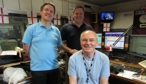 Pete and Joe from Southend Hospital Radio, with BBC Essex presenter Ray Clark